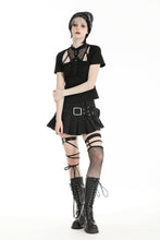Load image into Gallery viewer, Black punk hollow sexy mesh knit T-shirt TW597