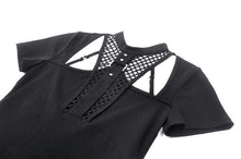Load image into Gallery viewer, Black punk hollow sexy mesh knit T-shirt TW597
