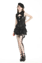 Load image into Gallery viewer, Gothic black lace trim tie-up sexy top TW601