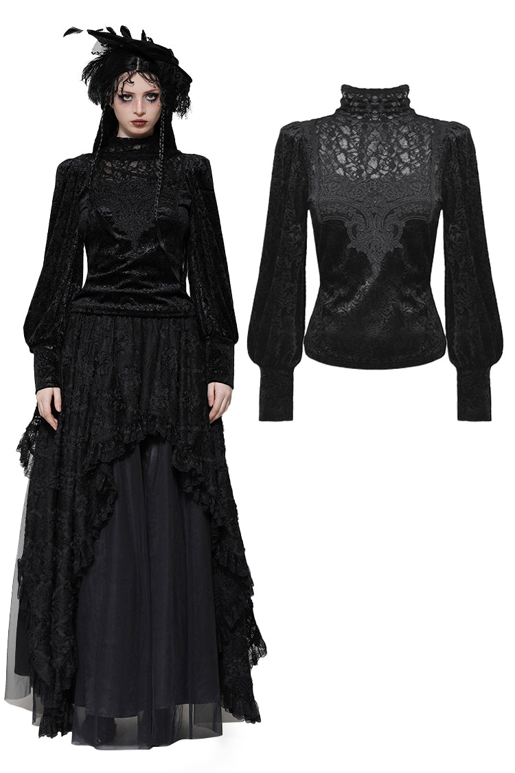 Gothic noble jacquard velvet top TW612 – DARK IN LOVE