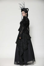 Load image into Gallery viewer, Classic dark rose embossed velvet  fringe lace sleeves top TW618