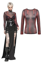 Load image into Gallery viewer, Black and Red Tie-Dye Mesh Versatile Basic Top TW620