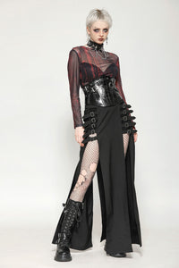Black and Red Tie-Dye Mesh Versatile Basic Top TW620