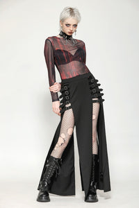Black and Red Tie-Dye Mesh Versatile Basic Top TW620