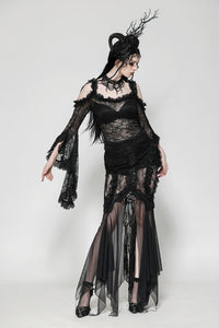 Gothic Romantic Lace Flare Sleeve Top TW623