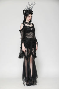 Gothic Romantic Lace Flare Sleeve Top TW623