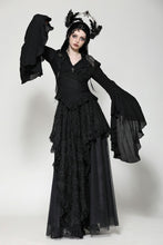 Load image into Gallery viewer, Black classic bell sleeve v-neck top TW624