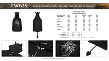 Load image into Gallery viewer, Black printed loose bat ear tail hoodie pullover TW625