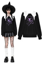 Load image into Gallery viewer, Witching hour black and white contrast bat-neck sweatshirt TW626