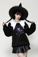 Load image into Gallery viewer, Witching hour black and white contrast bat-neck sweatshirt TW626