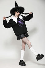 Load image into Gallery viewer, Witching hour black and white contrast bat-neck sweatshirt TW626