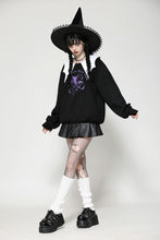 Load image into Gallery viewer, Witching hour black and white contrast bat-neck sweatshirt TW626