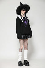 Load image into Gallery viewer, Witching hour black and white contrast bat-neck sweatshirt TW626