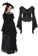 Load image into Gallery viewer, Gothic oversized ruffled collar tie top TW629