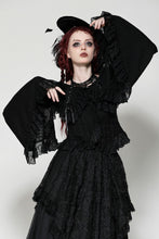 Load image into Gallery viewer, Gothic oversized ruffled collar tie top TW629