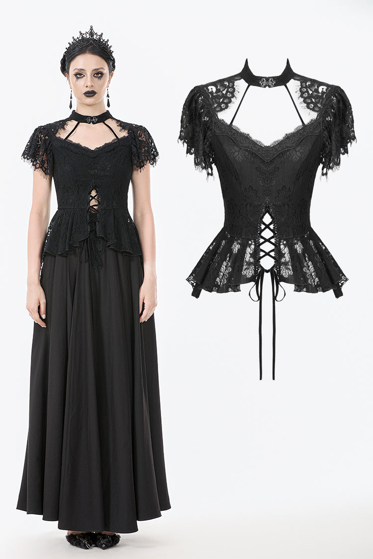 Gothic Lace High-Collar Top TW632 – DARK IN LOVE