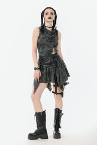 Rebel Chic Sleeveless Top with Star and Pin Accents TW633