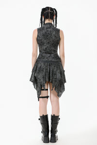 Rebel Chic Sleeveless Top with Star and Pin Accents TW633