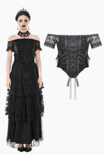 Load image into Gallery viewer, Gothic Off-Shoulder Lace Top with Floral Trim TW638