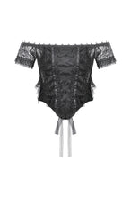Load image into Gallery viewer, Gothic Off-Shoulder Lace Top with Floral Trim TW638