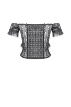 Load image into Gallery viewer, Gothic Off-Shoulder Lace Top with Floral Trim TW638