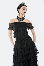 Load image into Gallery viewer, Gothic Off-Shoulder Lace Top with Floral Trim TW638