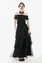 Load image into Gallery viewer, Gothic Off-Shoulder Lace Top with Floral Trim TW638
