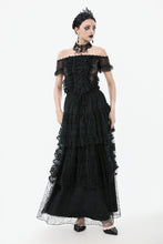 Load image into Gallery viewer, Gothic Off-Shoulder Lace Top with Floral Trim TW638