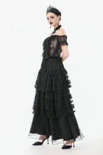 Load image into Gallery viewer, Gothic Off-Shoulder Lace Top with Floral Trim TW638