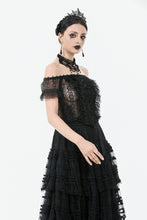 Load image into Gallery viewer, Gothic Off-Shoulder Lace Top with Floral Trim TW638