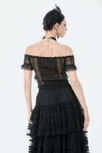 Load image into Gallery viewer, Gothic Off-Shoulder Lace Top with Floral Trim TW638