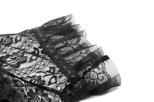 Gothic Off-Shoulder Lace Top with Floral Trim TW638