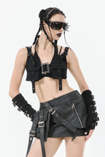 Load image into Gallery viewer, Rebel Punk Halter Crop Top with Utility Pocket and Decorative Buckle TW639