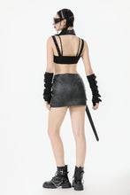 Load image into Gallery viewer, Rebel Punk Halter Crop Top with Utility Pocket and Decorative Buckle TW639