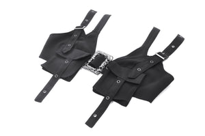 Rebel Punk Halter Crop Top with Utility Pocket and Decorative Buckle TW639