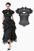 Load image into Gallery viewer, Gothic Jacquard Top with Hollow Front and Lace Trim TW642
