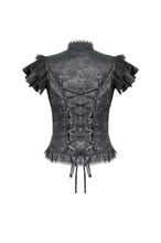 Load image into Gallery viewer, Gothic Jacquard Top with Hollow Front and Lace Trim TW642