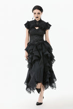 Load image into Gallery viewer, Gothic Jacquard Top with Hollow Front and Lace Trim TW642