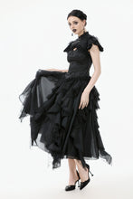 Load image into Gallery viewer, Gothic Jacquard Top with Hollow Front and Lace Trim TW642
