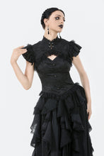 Load image into Gallery viewer, Gothic Jacquard Top with Hollow Front and Lace Trim TW642