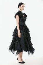 Load image into Gallery viewer, Gothic Jacquard Top with Hollow Front and Lace Trim TW642