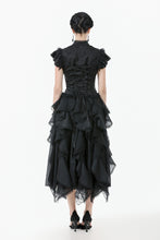 Load image into Gallery viewer, Gothic Jacquard Top with Hollow Front and Lace Trim TW642