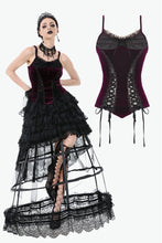 Load image into Gallery viewer, Gothic Burgundy Velvet top with Ribbon Bow and Lace-Up Sides TW643