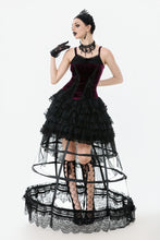 Load image into Gallery viewer, Gothic Burgundy Velvet top with Ribbon Bow and Lace-Up Sides TW643