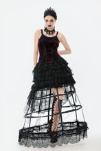 Load image into Gallery viewer, Gothic Burgundy Velvet top with Ribbon Bow and Lace-Up Sides TW643