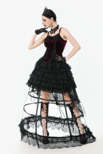 Load image into Gallery viewer, Gothic Burgundy Velvet top with Ribbon Bow and Lace-Up Sides TW643