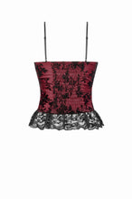 Load image into Gallery viewer, Gothic Dark Red Cami with Pleated Lace Hem TW644