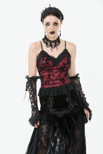Load image into Gallery viewer, Gothic Dark Red Cami with Pleated Lace Hem TW644