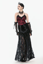 Load image into Gallery viewer, Gothic Dark Red Cami with Pleated Lace Hem TW644