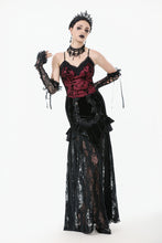 Load image into Gallery viewer, Gothic Dark Red Cami with Pleated Lace Hem TW644